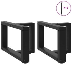 Pieds de table basse en T, 2 pièces, noir, 40 x 25 x (30-31) cm, acier 534408534408