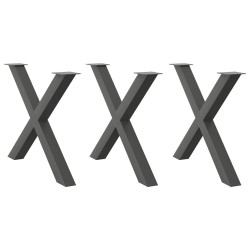 Pieds de table à manger en forme de X 3 pièces Anthracite 90 x (72-73) cm Acier 534419534419
