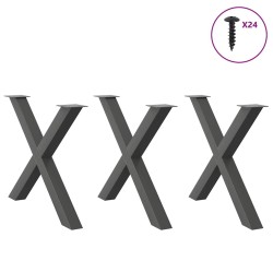 Pieds de table à manger en forme de X 3 pièces Anthracite 90 x (72-73) cm Acier 534419534419