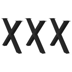 Pieds de table à manger en forme de X, 3 pièces, noir, 90 x (72-73) cm, acier 534424534424