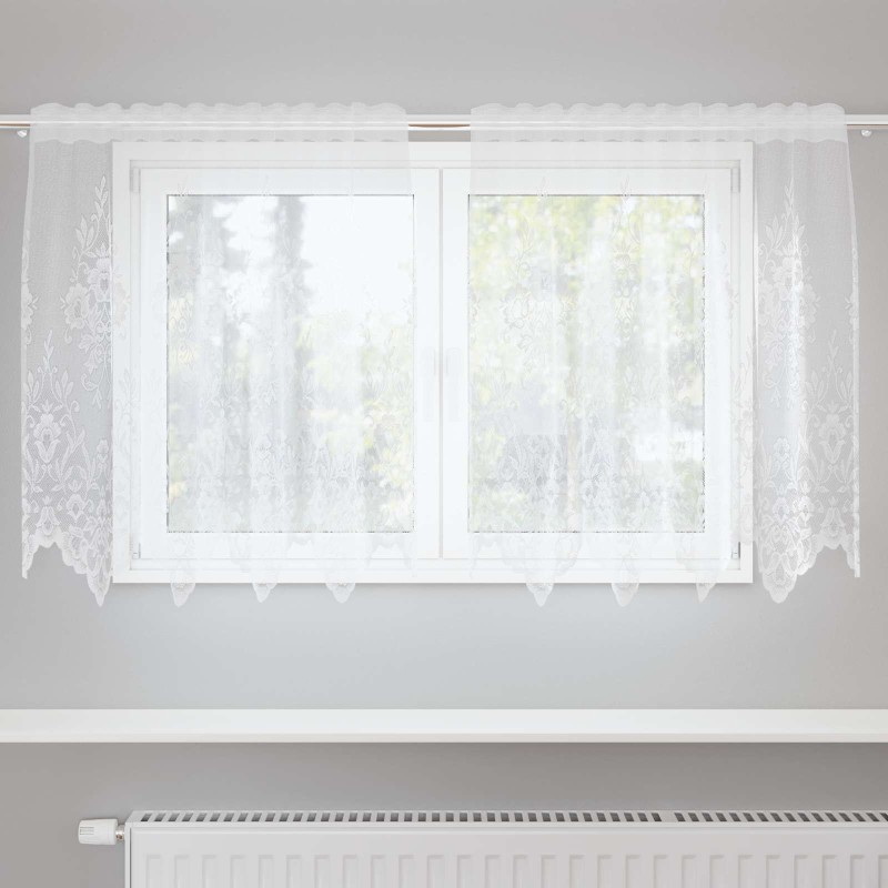 Rideau en Dentelle Floral Blanc 120 x 150 cm Polyester 534427534427