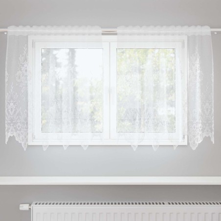 Rideau en Dentelle Floral Blanc 120 x 150 cm Polyester 534427534427
