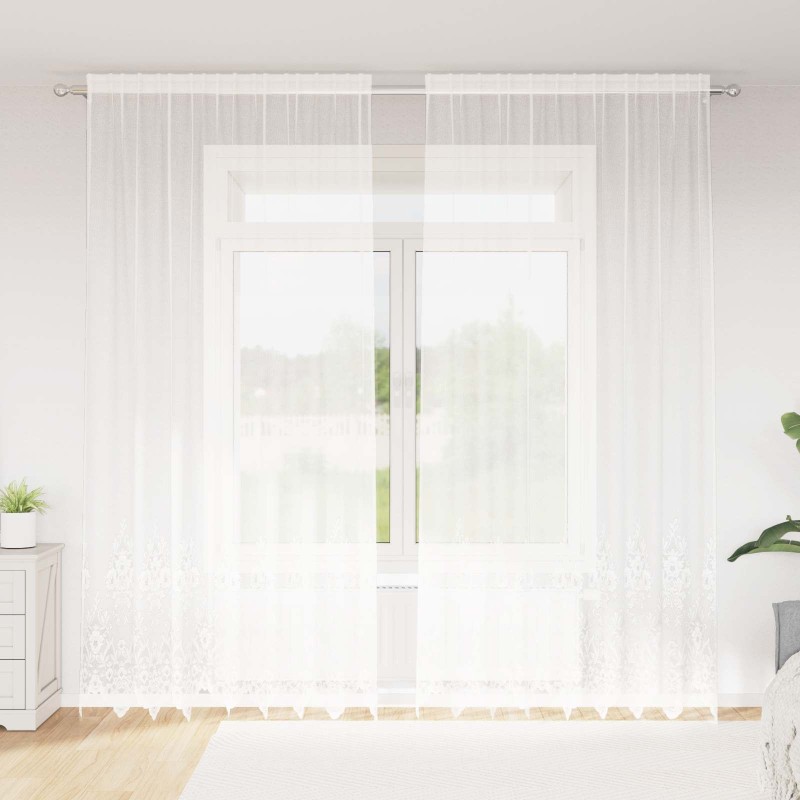 Rideau en Dentelle Floral Blanc 280 x 200 cm Polyester 534429534429