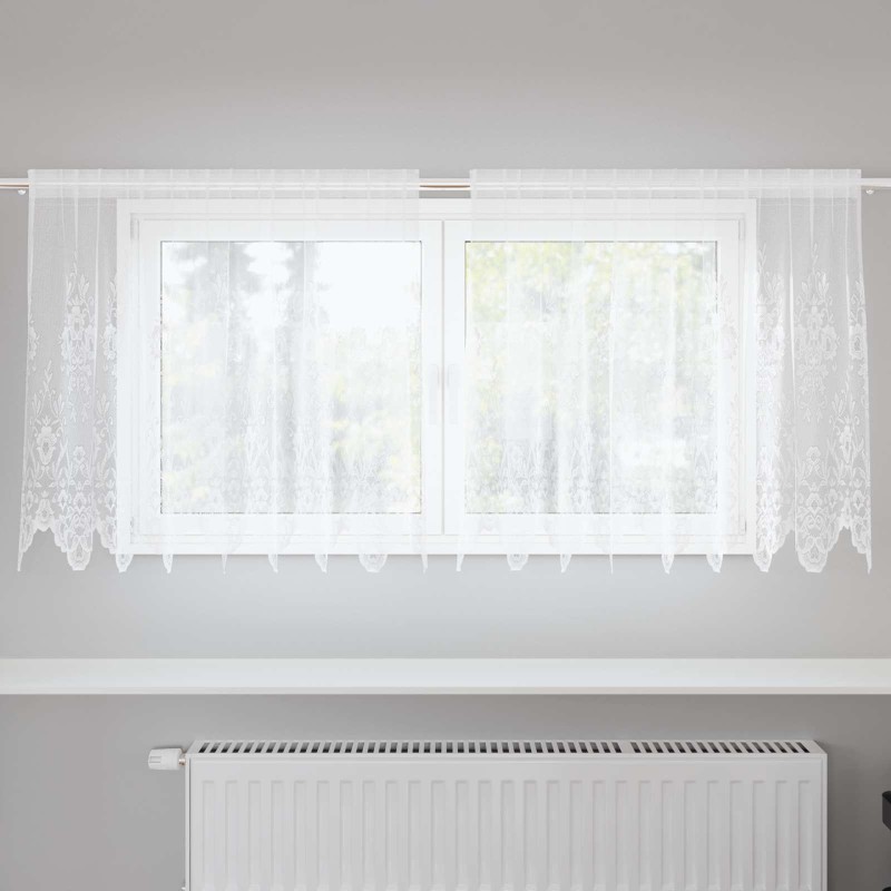Rideau en Dentelle Floral Blanc 100 x 200 cm Polyester 534432534432