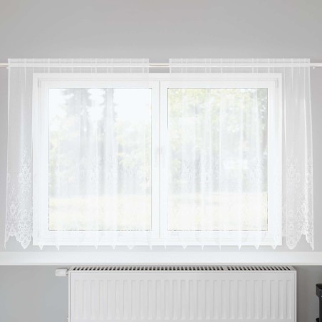 Rideau en Dentelle Floral Blanc 140 x 200 cm Polyester 534433534433