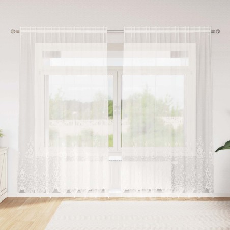 Rideau en Dentelle Floral Blanc 245 x 200 cm Polyester 534439534439