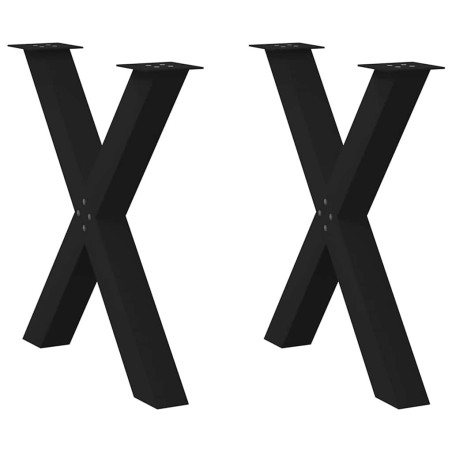 Pieds de table à manger en forme de X, 2 pièces, noir, 70 x (72-73) cm, acier 534446534446