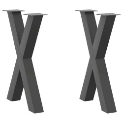 Pieds de table à manger en forme de X, 2 pièces, anthracite, 60 x (72-73) cm, acier 534447534447