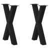 Pieds de table à manger en forme de X, 2 pièces, noir, 60 x (72-73) cm, acier 534449534449