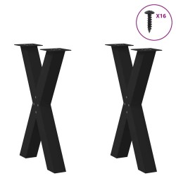 Pieds de table à manger en forme de X, 2 pièces, noir, 60 x (72-73) cm, acier 534449534449