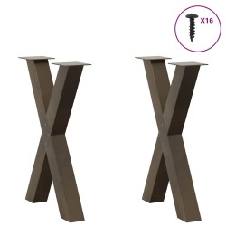 Pieds de table à manger en forme de X, 2 pièces, acier naturel, 50 x (72-73) cm 534451534451