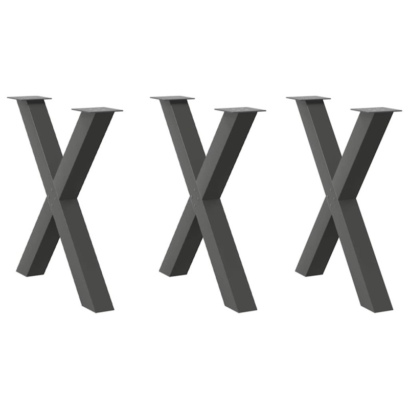 Pieds de table à manger en forme de X 3 pièces Anthracite 80 x (72-73) cm Acier 534453534453