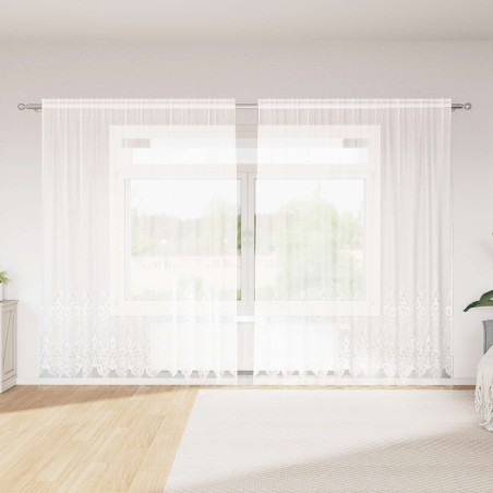 Rideau en Dentelle Floral Blanc 240 x 300 cm Polyester 534454534454