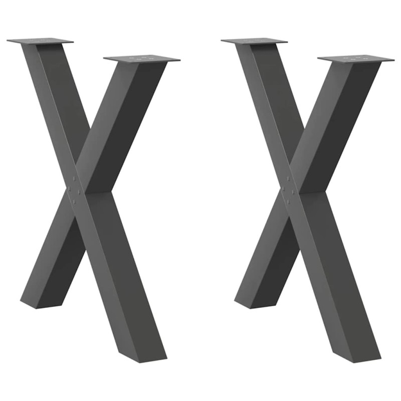 Pieds de table à manger en forme de X 2 pièces Anthracite 70 x (72-73) cm Acier 534466534466