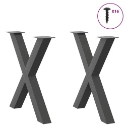 Pieds de table à manger en forme de X 2 pièces Anthracite 70 x (72-73) cm Acier 534466534466