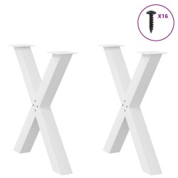 Pieds de table à manger en forme de X, 2 pièces, blanc, 80 x (72-73) cm, acier 534467534467