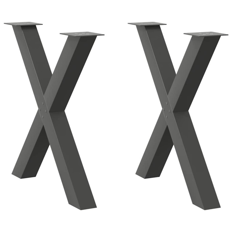 Pieds de table à manger en forme de X, 2 pièces, anthracite, 80 x (72-73) cm, acier 534475534475