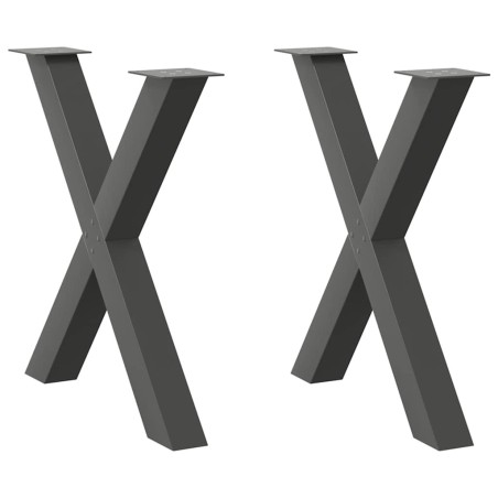 Pieds de table à manger en forme de X, 2 pièces, anthracite, 80 x (72-73) cm, acier 534475534475