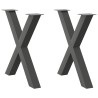 Pieds de table à manger en forme de X, 2 pièces, anthracite, 80 x (72-73) cm, acier 534475534475