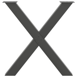 Pieds de table à manger en forme de X, 2 pièces, anthracite, 80 x (72-73) cm, acier 534475534475