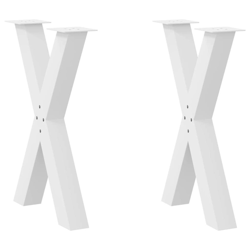 Pieds de table à manger en forme de X, 2 pièces, blanc, 50 x (72-73) cm, acier 534477534477