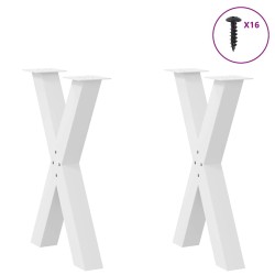 Pieds de table à manger en forme de X, 2 pièces, blanc, 50 x (72-73) cm, acier 534477534477