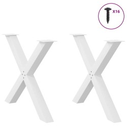 Pieds de table à manger en forme de X, 2 pièces, blanc, 90 x (72-73) cm, acier 534483534483