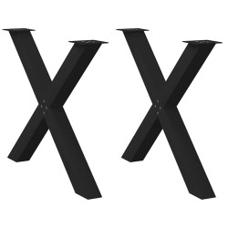 Pieds de table à manger en forme de X, 2 pièces, noir, 90 x (72-73) cm, acier 534484534484