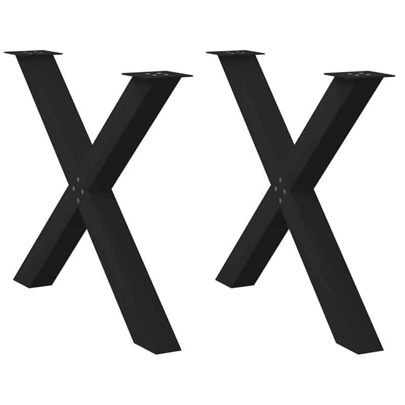 Pieds de table à manger en forme de X, 2 pièces, noir, 90 x (72-73) cm, acier 534484534484