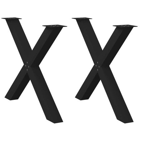Pieds de table à manger en forme de X, 2 pièces, noir, 90 x (72-73) cm, acier 534484534484