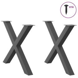 Pieds de table à manger en forme de X 2 pièces Anthracite 90 x (72-73) cm Acier 534487534487