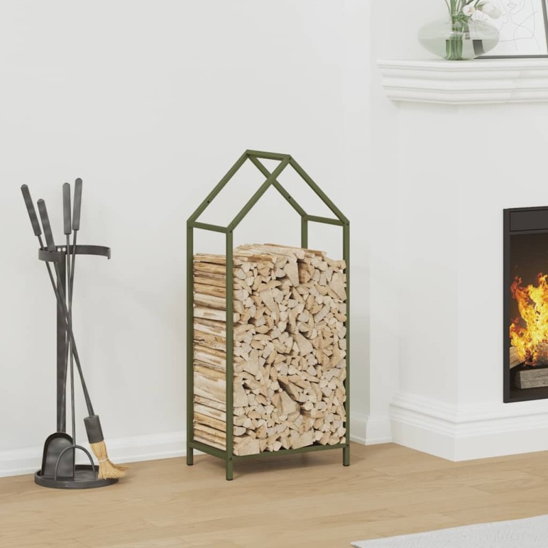 Portant de bois chauffage vert olive 40x25x90 cm 534501534501