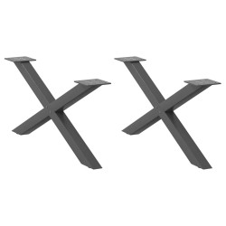 Pieds de table basse en forme de X, 2 pièces, anthracite, 70 x (30-31) cm, acier 534508534508