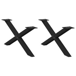 Pieds de table basse en forme de X, 2 pièces, noir, 70 x (30-31) cm, acier 534513534513