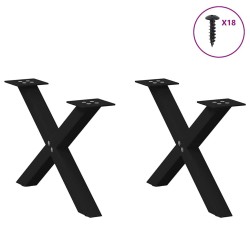 Pieds de table basse en forme de X, 2 pièces, noir, 60 x (30-31) cm, acier 534518534518