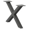 Pieds de table basse en forme de X, 2 pièces, anthracite, 50 x (30-31) cm, acier 534522534522