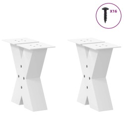 Pieds de table basse en forme de X, 2 pièces, blanc, 40 x (30-31) cm, acier 534540534540