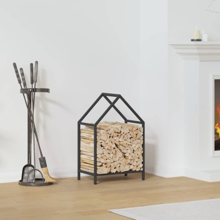 Portant de bois chauffage noir 40x25x60 cm 534543534543