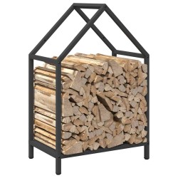 Portant de bois chauffage noir 40x25x60 cm 534543534543