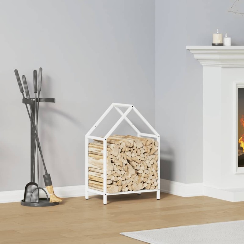 Portant de bois chauffage blanc 40x25x60 cm 534546534546