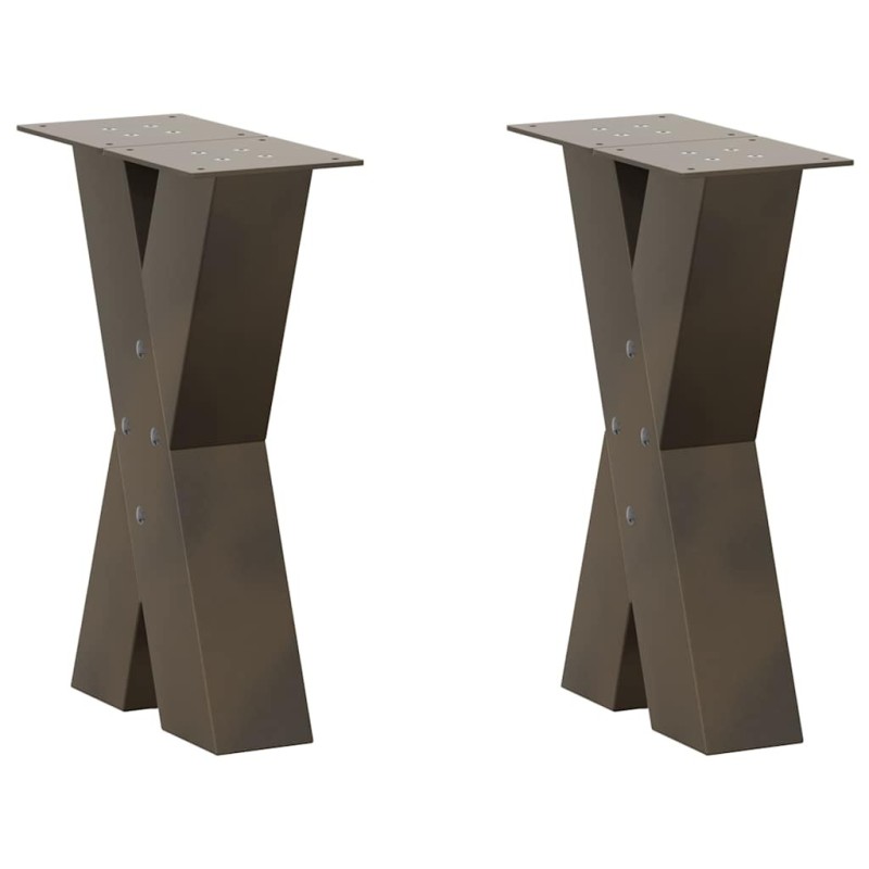 Pieds de table basse en forme de X, 2 pièces, acier naturel, 28 x (42-43) cm 534547534547