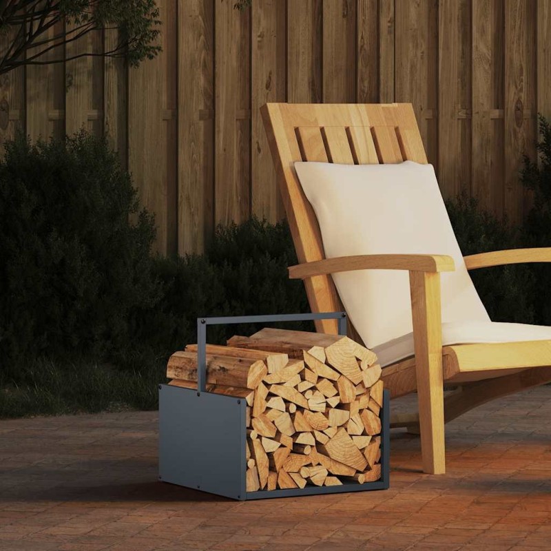 Portant de bois chauffage anthracite 40x40x40 cm 534549534549