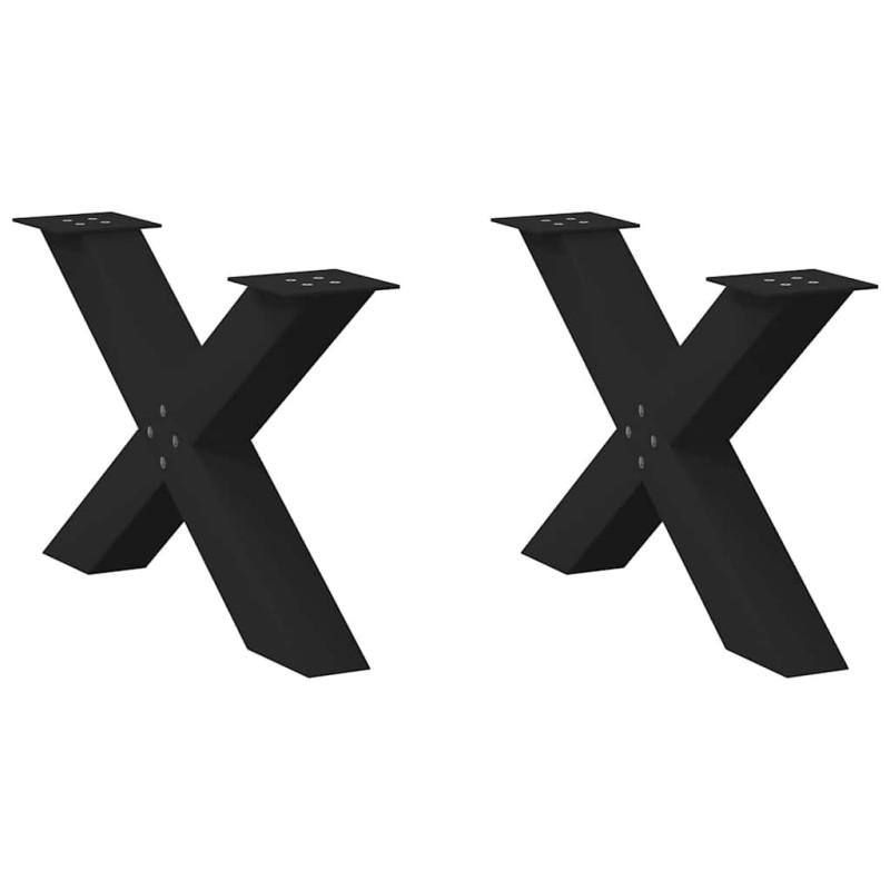 Pieds de table basse en forme de X, 2 pièces, noir, 70 x (42-43) cm, acier 534551534551