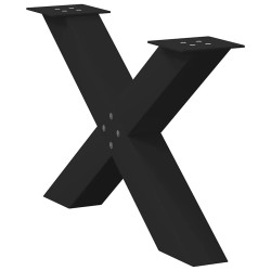 Pieds de table basse en forme de X, 2 pièces, noir, 70 x (42-43) cm, acier 534551534551