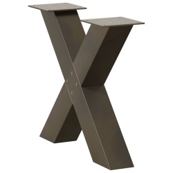 Pieds de table basse en forme de X, 2 pièces, acier naturel, 60 x (42-43) cm 534552534552