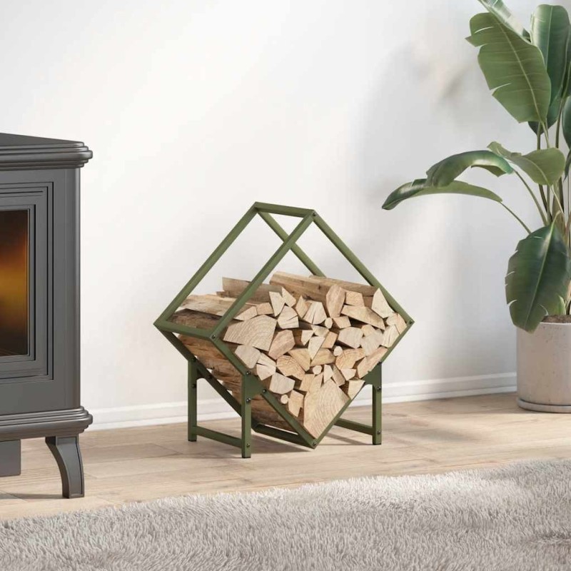 Portant de bois chauffage vert olive 50x25x50 cm 534558534558