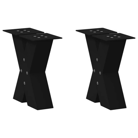 Pieds de table basse en forme de X, 2 pièces, noir, 30 x (30-31) cm, acier 534559534559