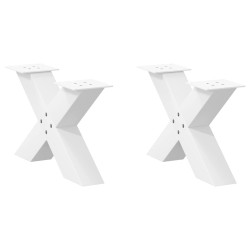 Pieds de table basse en forme de X, 2 pièces, blanc, 60 x (30-31) cm, acier 534561534561