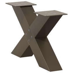 Pieds de table basse en forme de X, 2 pièces, acier naturel, 50 x (30-31) cm 534562534562