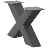 Pieds de table basse en forme de X, 2 pièces, anthracite, 50 x (30-31) cm, acier 534563534563